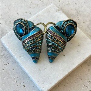 HEIDI DAUS Elegant Blue and Gold Earrings